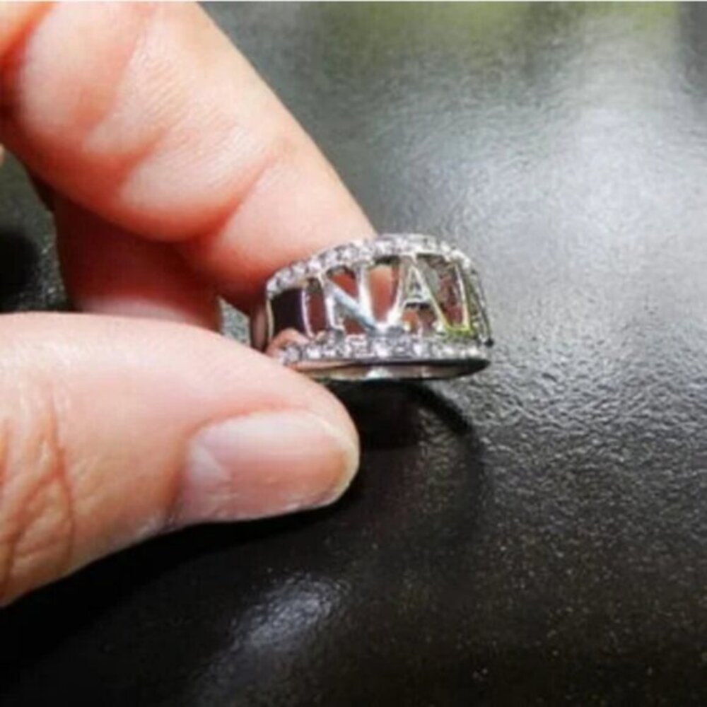Nana Rhinestone Ring • Sparkling Silver Plated Grandmother & Nana Gift • Sz 6.5 - Picture 6 of 6